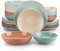 vancasso Sabine Juego de Vajilla Completa de 32 Piezas para 8 personas, Semimate Glaseado Sésamo de Gres con Platos Llanos Platos de Postre, Cuencos de Pasta y Tazones de Cereales, multicolor