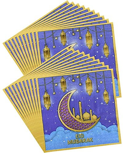 Stakee 20pcs Eid Mubarak Serviette Ramadan Dekorative Papier Servietten Ramadan Theme Servietten Eid -fitr Party Vorräte
