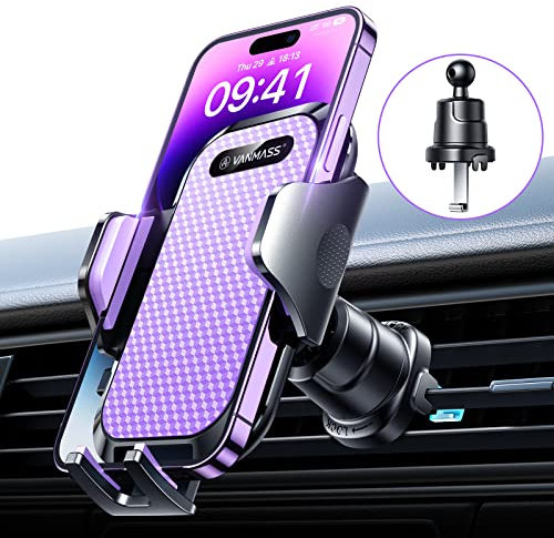 VANMASS Support Telephone Voiture Mise à Niveau Protection 100% Silicone Rotative à 360° Porte Fixe Telephone de Voiture pour Alle Téléphones Portables et Voitures iPhone Samsung Huawei etc,Violet