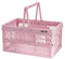 ZHJINGYU Panier d'épicerie, panier de pique-nique, panier avec poignée, boîte pliante en plastique, panier de rangement pliable, moyen 20 litres (rose)