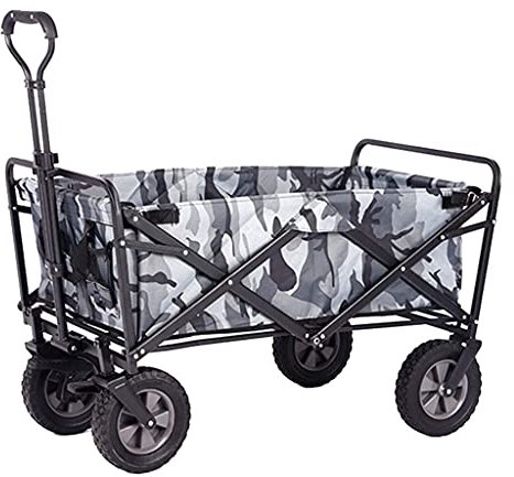 ATAAY Outdoor Folding Utility Wagon 4-rädriger Klapp-Campingwagen, Utility Garden Trolley, tragbarer Outdoor-Handwagen mit Bremse, für Strandpicknick, belastbar 100 kg / 220 lbs (Style 13)