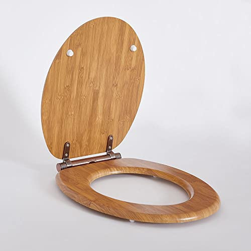 Milano Richmond Traditional 375mm x 435mm Oak Effect Toilet WC Seat Top Fix Bronze Soft Close Hinges
