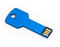 Memoria USB 2.0 de Aluminio con diseño extraplano en Forma de Llave. Dispone de una Capacidad de 16 GB y Estuche de Aluminio con Metal (Blue)