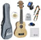 Soldin Artist Series Ukulele mit massiver Fichte Oberseite und Mahagoniboden und Seiten, Anfänger-Set mit Gigbag, Stimmgerät, Saiten, Gurt, Plektren, Reinigungstuch. (Scare row, 21)