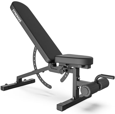 Synergee Trainingsbank mit verstellbarer Neigung, Hantelbank für Hantel- und Langhantelpressübungen & Workouts Ideal für Gewerbe, Garage und Heim-Fitnessstudio.