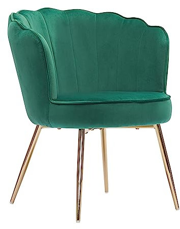 BAÏTA Fauteuil Coquillage Callista en Velours Vert Sapin et piètement métal doré
