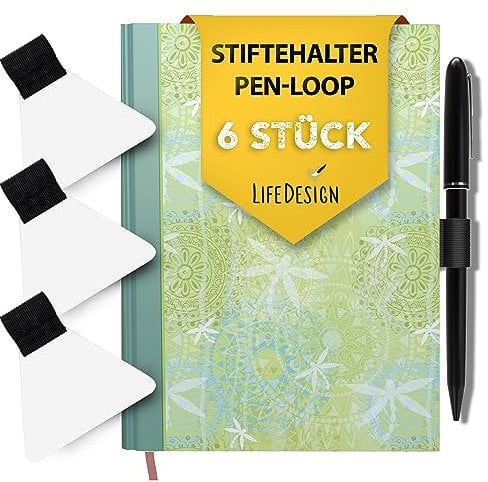 6 Stück Pen Loop Stifthalter Notizbuch Stiftschlaufe selbstklebend Stifthalter selbstklebend Pen Holder Stifte Halter für Kalender, Klemmbrett, Adressbuch I Stiftehalter Pen Clip Stifte Halterung