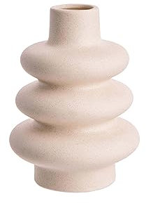 BUTLERS Keramik Vase Donut Spiral Design in Creme -Curves- Moderne Dekoration für Wohnzimmer und Tischdeko | Blumenvase für Tulpen, Rosen, Pampasgras oder Trockenblumen