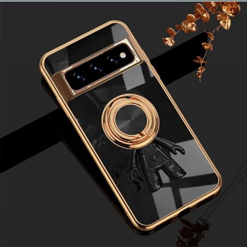 ATISIJIE para Google Pixel 7 Pro Astronaute Funda,con Anillo de 360 Grados Soporte rotectora antigolpes Carcasa Funda para Google Pixel 7 Pro-Negro