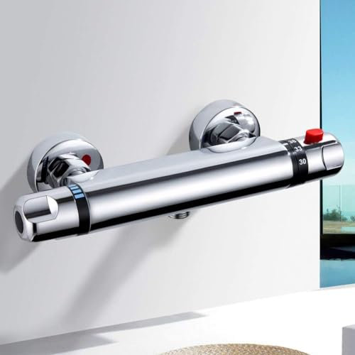 Namuoto Mitigeur Thermostatique Douche, Anti-Brûlure avec Bouton de Sécurité à 38 °Robinet Thermostatique de Douche, Laiton Chromé Mitigeur de Douche Thermostatique