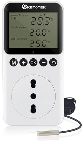 KETOTEK KT3200PRO Termostato eléctrico Toma de Corriente Controlador de Temperatura día-Noche Enchufe Ángulo de visión de 360 ° Calentador LCD Refrigeración Termostato de terrario para Reptiles