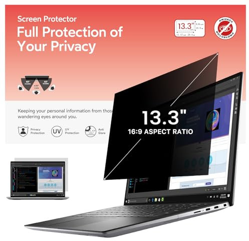 BERSEM 13.3 Inch Laptop Privacy Screen for 16:9 Ratio Computer Monitor Removable Anti Glare Blue Light Filter for laptop privacy screen 13.3 inch Anti-Spy, Anti-Scratch, UV-Blocking