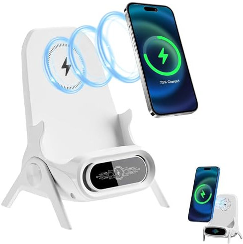 Portable Mini Chair Wireless Charger, 3 in 1 Wireless Charger Station Phone Stand Holder Bracket Decoration with Speaker Function, Fast Charging&Automatic Trickle Mode, Supply for All Phones