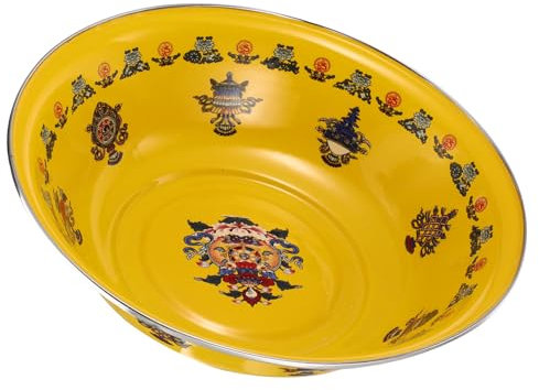 MUCKLILY Enamel Soup Bowl Breading Bowl Enamelware Plates Enamel Mixing Bowl Mixing Bowls with Handles Enamel Storage Container Retro Enamel Basin Thicken Egg Mixing Basin Vintage Soup Rack