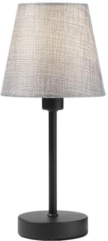 casa NOVA Tischlampe - H 32 cm - Grau - Schwarz - Metall - Stoffschirm