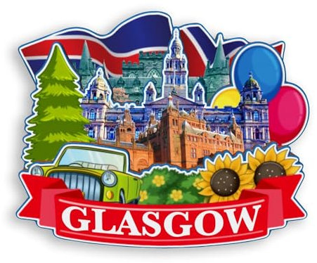 Quwsne Kühlschrankmagnet Glasgow UK Kühlschrankmagnet Stadt Reise Souvenirs Touristengeschenke 3D klassische Sehenswürdigkeiten handgefertigt Handwerk Heimdekoration -1446, QS-WC-1446