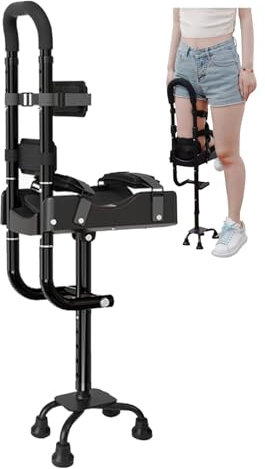 Joyfitness Freihändige Krücke, schmerzfreie Kniegehstütze, höhenverstellbar, einbeiniger Teleskop-Gehhilfe, schmerzfreies Knie nur für Unterschenkel,Handfreie Kniestütze,