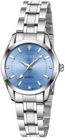 aswan watch Damen Analog Quarz Armbanduhr mit Edelstahlarmband, 3 Zeiger, 27mm Gehäusegröße