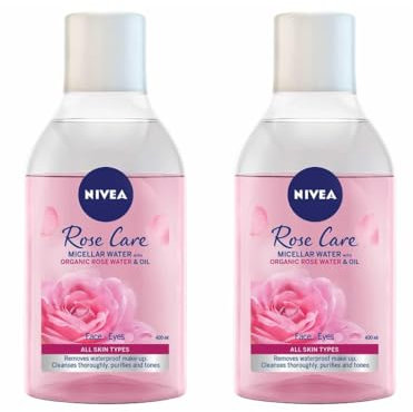 Nivvea Rose Care Micellar Water 400ml - Removes Waterproof Make-up, Cleanses Thoroughly, Purifies And Tones The Skin - Pack of 2 x 400ml