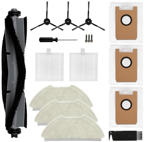 Ersatzteile Kompatibel mit Airrobo T20+ T25+ T30+ GT21/ FIXR T20 Roboter | Zubehör beinhaltet 1 Rollenbürste, 2 Filter, 3 Seitenbürsten, 3 Staubbeutel, 3 Wischpads, Reinigungsbürste