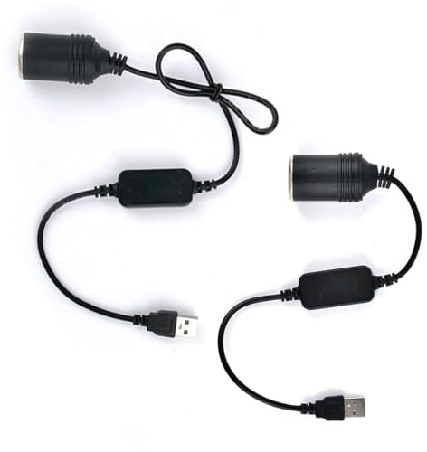 OTYMIOW 2PZ Adattatore per Presa Accendisigari 35 cm e 60 cm Convertitore da Presa USB 5V a 12V per Accendisigari da Auto Cavo Adattatore da Cavo Auto Accendisigari a Presa Femmina Accendisigari
