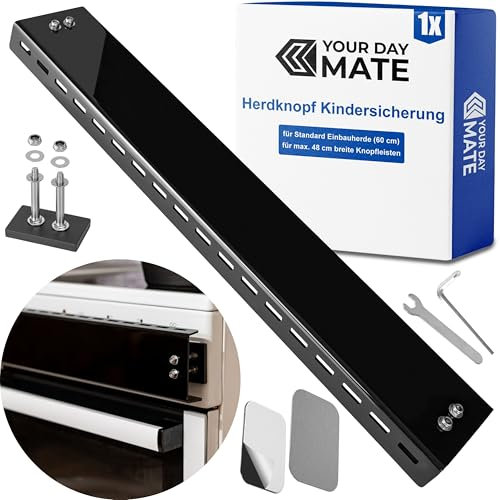 Bouton de cuisinière Sécurité enfants, 1 kit, en verre acrylique, en noir, Sécurité bébé avec fixation magnétique