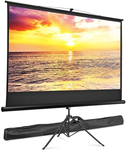 Smartxchoices 84 Portable 16:9 HD Projector Screen with Stand, Wrinkle-Free Manual Pull Down Tripod Screen with Carry Bag and Tight Straps, Movie Screen for Outdoor Indoor, View Size: 73 x 41 inch