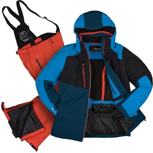 Killtec Herren Skianzug Größe 3XL - aus Skijacke blau dunkelblau und Skihose dunkel orange - mit 10000mm Wassersäule - wasserdicht, atmungsaktiv