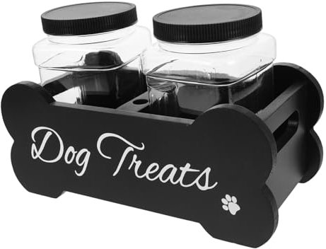 SHOWERORO Holz Hundeleckerli Box Mit Luftdichtem Verschluss Geteilter Aufbewahrung Für Verschiedene Snacks Stilvoller Holz-halter Für Hunde-snacks Praktische Tierfutter Behälterstation Für z