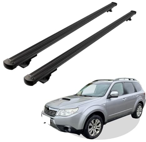 Grundträger Dachträger passend für Subaru Forester ab Baujahr 2008-2013 V1 Schwarz, Querträger, Dachlastträger, Dachgepäckträger, Gepäckträger