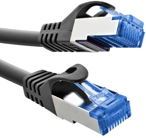 InLine Cable de conexión Cat.6A, S/FTP, TPE (LSZH), CCA, PoE, LAN, Ethernet, cable de red, RJ45 Gigabit, negro, 10 m, 72600S