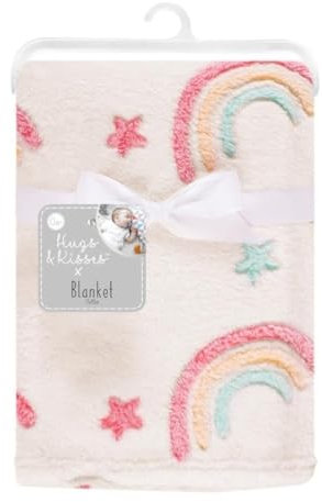 OnlyBee Babydecke für Jungen und Mädchen, weiches Fleece, Regenbogen, für Neugeborene, für Kinderwagen, Auto, Kinderbett, Babykorb, 75 x 100 cm