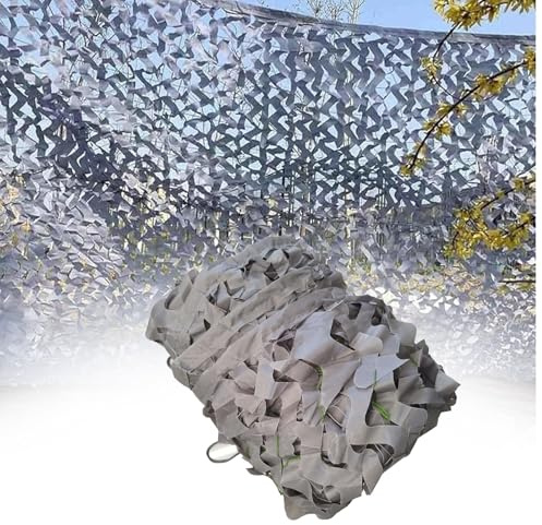 Camouflage Netz 3 * 10m Grau 210D Sonnenschutz Tarnnetz Jagdfensterläden für Garten Camping Party Dekoration, UV-Schutz