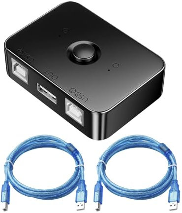 Commutatore USB 2.0 per Condivisione Stampante 2 Porte USB B, Adattatore Manuale per 2 Computer, Condividi 1 Stampante con LED, 2 Cavi USB 2.0 da 1,5m - Plug & Play, Supporta Windows e MacOS