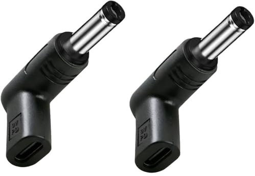 VISSQH 2 Stücke USB 3.1 Typ C Buchse auf DC 5.5 x 2.1 mm Stecker Adapter Plug,USB C auf DC 9 V Adapter PD Emulator Trigger(90 Grad Abgewinkelt)