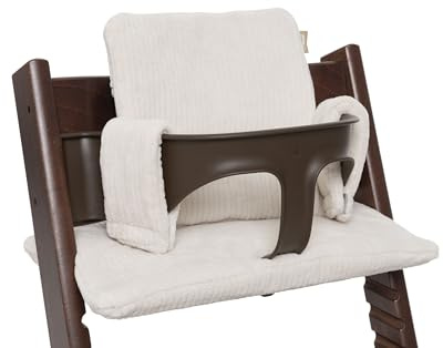 Jollein Sitzverkleinerer für Hochstuhl – Cloudy Rib – Oatmeal – Waschbar – 27x45x2 cm