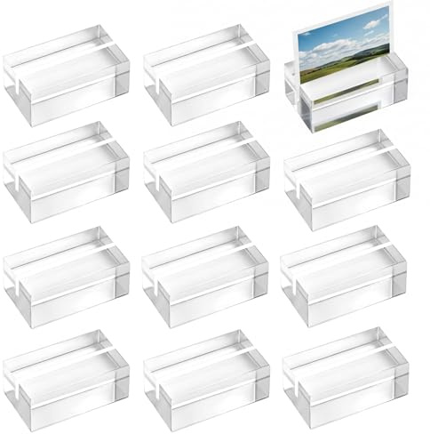 qxayxa 21 Stk. Acryl‑Tischkartenhalter 5×3×2 cm, transparent | Transparente Acrylhalter – freistehend, stabil, kratzfest; für Platzkarten, Menüs & Fotos bei Hochzeit/Party/Restaurant.