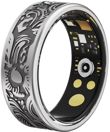 Smartringe für Herren Smart Ring Blutdruckmessung Damen Gesundheitsring Fitnessring Tracking Ring Schlaftracker Pulsmesser Schrittzähler Fitness Ring Tracker Health Ring für Android IOS,Schwarz