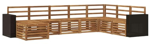 vidaXL Outdoor-Sofagarnitur 8 pcs Natur Massivholz Akazie, Gartenmöbel, modernes Outdoor-Sofa, Sitzgruppe für Terrasse, Lounge-Bereich, langlebiger Komfort