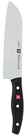 ZWILLING Cuchillo Santoku, Longitud de la hoja: 18 cm, Hoja grande, Mango especial de acero inoxidable/plástico, Twin Pollux