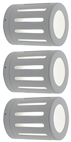etc-shop 3er Set Außen Wand Leuchten Geh Weg Beleuchtung Alu Glas Strahler geätzt IP54