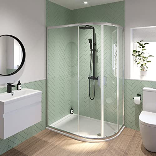 1200mm x 900mm Right Hand Offset Quadrant Shower Enclosure Framed 6mm Glass Tray with Free Waste