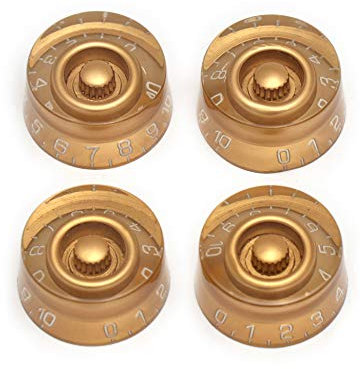 Metallor Knöpfe für E-Gitarre, für Geschwindigkeit, Lautstärkeregler, kompatibel mit Les Paul LP Gitarre, 4 Stück gold