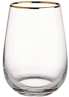 BUTLERS Trinkglas mit Goldrand 590ml elegante Vintage Gläser - TOUCH OF GOLD - Wasserglas, Cocktailglas | Trinkgeschirr für Wasser, Tee, Saft, Limonade, Eiskaffee, Longdrinks