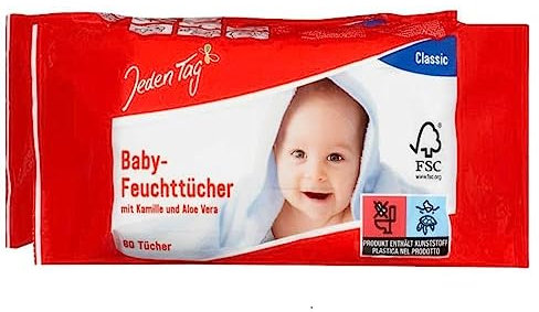 Jeden Tag Baby-Feuchttücher Classic, 2 x 80 Stück