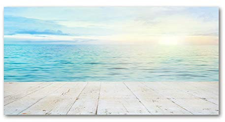 Tulup Splashback 39.37x19.68 inch / 100x50cm Glass Panel Wall Protection Induction Cooker Tempered Glass Toughened Safe Glass Kitchen Panel Splash-back Kitchen - Blue - sea