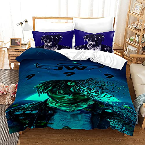 NICHIYOBI Juicewrld Bettbezug Bettwäsche Set - Bettbezug und Kissenbezug,Mikrofaser,3D Digital Print dreiteiliger Bettwäsche (9,Single 135x200cm+80 * 80cm)