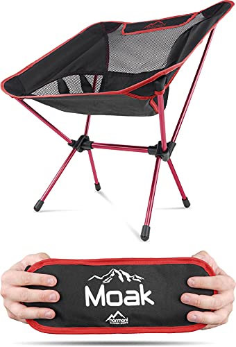 Campingstuhl Ultraleicht und Kompakt - Klappbarer Outdoorstuhl mit 796g! Faltbarer Strandstuhl Anglerstuhl Festivalstuhl Wanderstuhl Farbe Rot