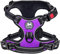 PoyPet Keine Pull Hundegeschirr Front Reflektierende Pet Weste für Hunde mit Einfache Kontrolle Griff und Rückseite perfekt für den täglichen Training, Walken, Running(Violett,L)