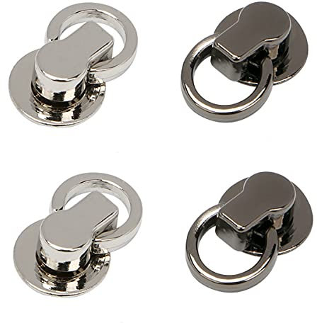 20 Set flache Nieten mit D-Ring und Schrauben drehbarer Kugelpfostenkopf-Knöpfe für DIY Leder Gürtel Kragen Handtasche Handy Hülle (Silber und Gun Black)